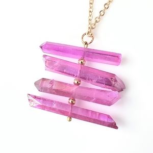 LAST ONE! Genuine aura quartz crystal point necklace